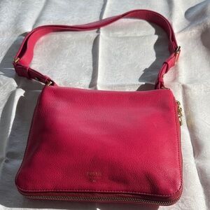 Fossil hot pink leather bag